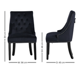 Velvet Dining Chair Windsor with Silver Studs 94cm