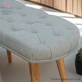 Solid Wood - Grey Tweed Bench - Mid-Century Style Legs | Versatile Seating - Petalwood Interiors