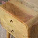 Bedside Table Solid Wood - 2 Drawers - Natural Finish | Traditional Design - Petalwood Interiors