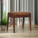Solid Wood - Footstool with 100% Leather - Petalwood Interiors