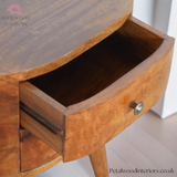 Dark Solid Wood - Bedside Table - Wooden Legs - 2 Mini Drawers - 54cm Height - Petalwood Interiors