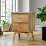Solid Wood - Bedside Table with 2 Drawers - 60cm Height | Classic Design - Petalwood Interiors