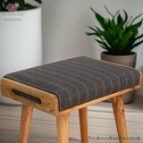 Solid Wood - Footstool with 100% Tweed Upholstery - Petalwood Interiors
