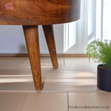 Solid Wood - Coffee Table - Dark Wood Finish - 40cm Height - Wooden Legs - Single Drawer Storage - Petalwood Interiors