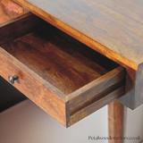 Solid Wood - Bedside Table - Brass Accents - 58cm Height | Elegant Storage - Petalwood Interiors