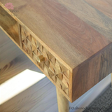 Solid Wood - Desk - Single Drawer With Open Slot | Art Deco Style - Petalwood Interiors