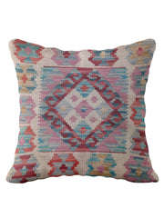 Afghan Kilim Wool Cushion Cover – One of a Kind – 45 × 45 cm – Ref 49