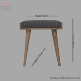 Solid Wood - Footstool with 100% Tweed Upholstery - Petalwood Interiors