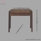 Solid Wood - Footstool with 100% Leather - Petalwood Interiors