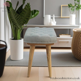 Solid Wood - Grey Tweed Bench - Mid-Century Style Legs | Versatile Seating - Petalwood Interiors