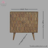Solid Wood - Cabinet with 2 Shelves - Modern Patterned Front | Vintage Design - Petalwood Interiors