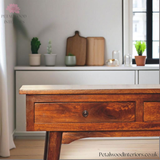 Solid Wood - Bedside Table - Brass Accents - 58cm Height | Elegant Storage - Petalwood Interiors