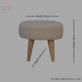 Small Footstool - Pouffe with 100% Cotton Upholstery - Solid Wood Legs - Petalwood Interiors