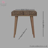Solid Wood - Footstool with Leopard Print Upholstery - Petalwood Interiors