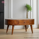 Solid Wood - Coffee Table - Dark Wood Finish - 40cm Height - Wooden Legs - Single Drawer Storage - Petalwood Interiors