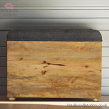 Solid Wood - Shoe Storage Bench - Black Tweed Seat - 58cm Height - 6 Shelves | Traditional Finish - Petalwood Interiors
