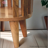 Solid Wood - Bedside Table - Japanese Design - Open Shelf Storage - 40cm Height | Traditional Finish - Petalwood Interiors