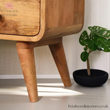 Mini Solid Wood Tv Stand - Oak Finish - 2 Drawers - Wooden Legs - 45cm Height - Petalwood Interiors