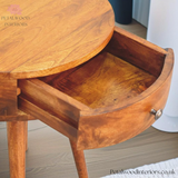 Dark Solid Wood - Bedside Table - 56cm Height - Brass Knob Drawer - Petalwood Interiors