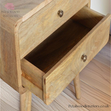 Bedside Table Solid Wood - 2 Drawers - Natural Finish | Traditional Design - Petalwood Interiors
