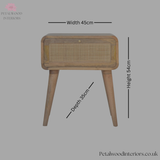 Solid Wood - Bedside Table - Rattan Drawer - 54cm Height | Classic Finish - Petalwood Interiors