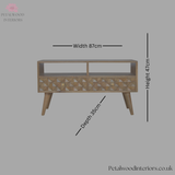 Solid Wood - Tv Stand - Hand-Made Drawers - 47cm Height | Traditional Finish - Petalwood Interiors