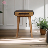 Solid Wood - Footstool with 100% Tweed Upholstery - Petalwood Interiors