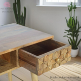 Solid Wood - Desk - Single Drawer With Open Slot | Art Deco Style - Petalwood Interiors