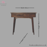 Solid Wood - Bedside Table - Brass Accents - 58cm Height | Elegant Storage - Petalwood Interiors