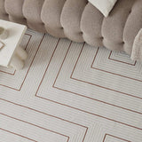 Polypropylene-Polyester Carmel Geometric Rug - Cream-Terra, 10mm Pile