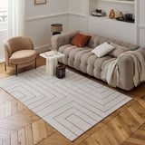 Polypropylene-Polyester Carmel Geometric Rug - Cream-Terra, 10mm Pile
