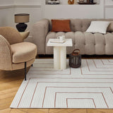 Polypropylene-Polyester Carmel Geometric Rug - Cream-Terra, 10mm Pile