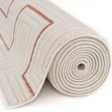 Polypropylene-Polyester Carmel Geometric Rug - Cream-Terra, 10mm Pile