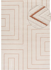 Polypropylene-Polyester Carmel Geometric Rug - Cream-Terra, 10mm Pile