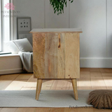 Solid Wood - Bedside Table with 2 Drawers - 60cm Height | Classic Design - Petalwood Interiors
