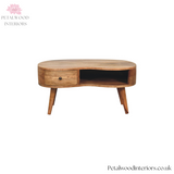 Solid Wood - Coffee Table - 40cm Height - Wooden Legs - Drawer & Open Slot | Traditional Design - Petalwood Interiors