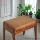 Solid Wood - Footstool with 100% Leather - Petalwood Interiors