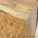 Solid Wood - Chest of Drawers with Carved Pattern - 77cm Height | Vintage Design - Petalwood Interiors