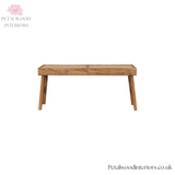Wooden Bench with Rattan Seating - Light Solid Wood - 40cm Height - Petalwood Interiors