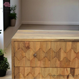Solid Wood - Chest of Drawers with Carved Pattern - 77cm Height | Vintage Design - Petalwood Interiors