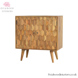 Solid Wood - Cabinet with 2 Shelves - Modern Patterned Front | Vintage Design - Petalwood Interiors