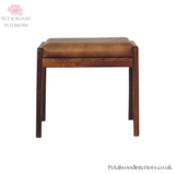Solid Wood - Footstool with 100% Leather - Petalwood Interiors
