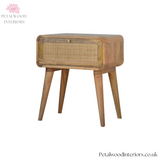 Solid Wood - Bedside Table - Rattan Drawer - 54cm Height | Classic Finish - Petalwood Interiors