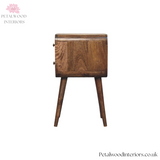 Mini Curved Bedside Table - Solid Wood - 2 Drawers - 55cm Height | Traditional Style - Petalwood Interiors