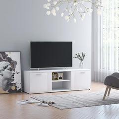 Wood TV Stand - 120cm Long - 2 Doors and Open Storage