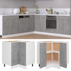 Lyon Corner Base Cabinet - Concrete Grey Kitchen Storage - 75.5cm