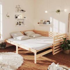 Solid Pine Wood Day Bed - Pull-Out - Sleeps 2 - 2 x 90 x 200 cm