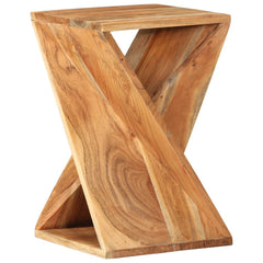 Solid Acacia Wood Side Table - Twisted Design - 35cm