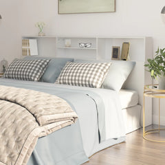 White Headboard Cabinet - 4-Compartment Bedroom Storage - 200cm