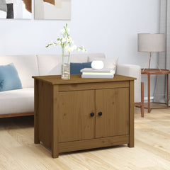 Solid Pine Wood Coffee Table - Honey Brown 4-Compartment Storage - 71cm